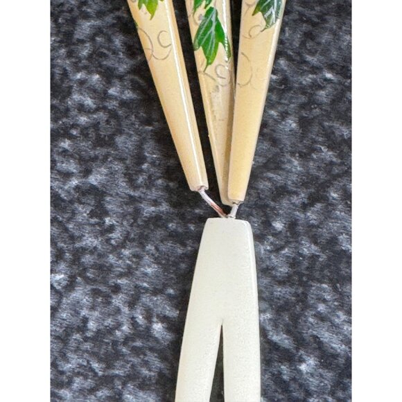 Vtg Japanese Kanzashi Hair Stick White Painted 3 \